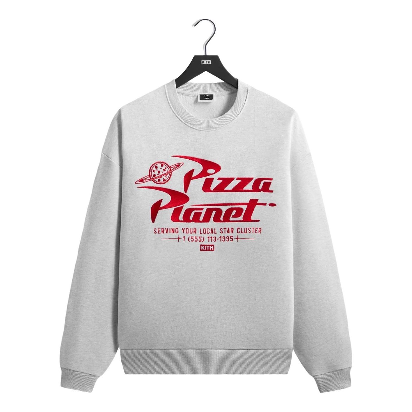 KITH x Disney Pixar Pizza Planet Nelson Crewneck 'Light Heather Grey' KHM034363-002