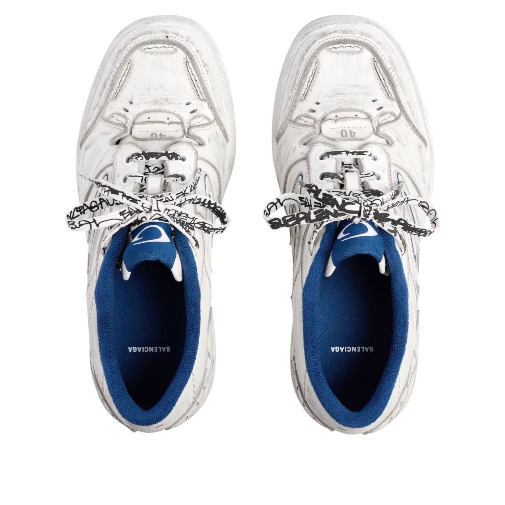 Balenciaga Hamptons Medium Worn-out 'White Dark Blue' 841765WCURB9141