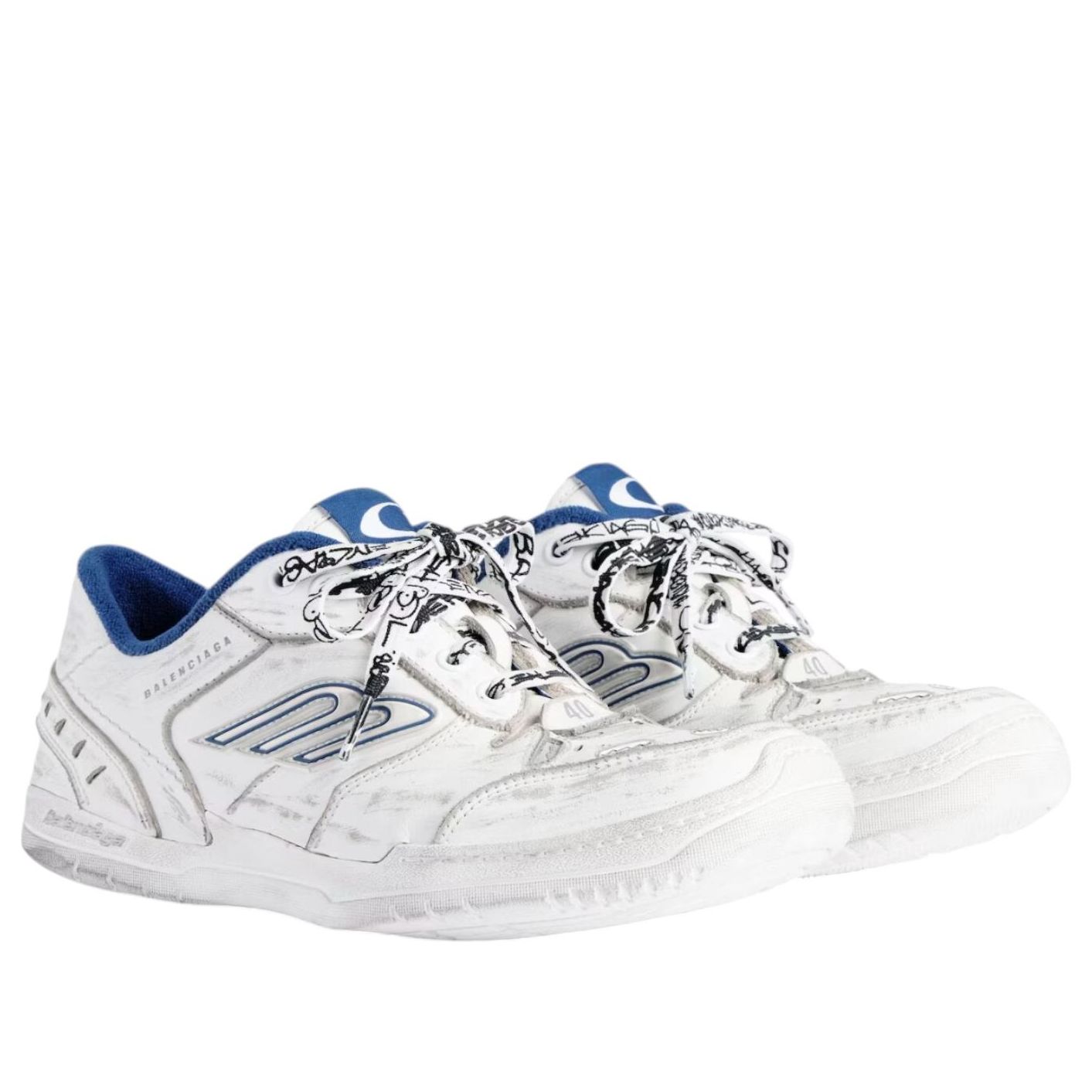 Balenciaga Hamptons Medium Worn-out 'White Dark Blue' 841765WCURB9141