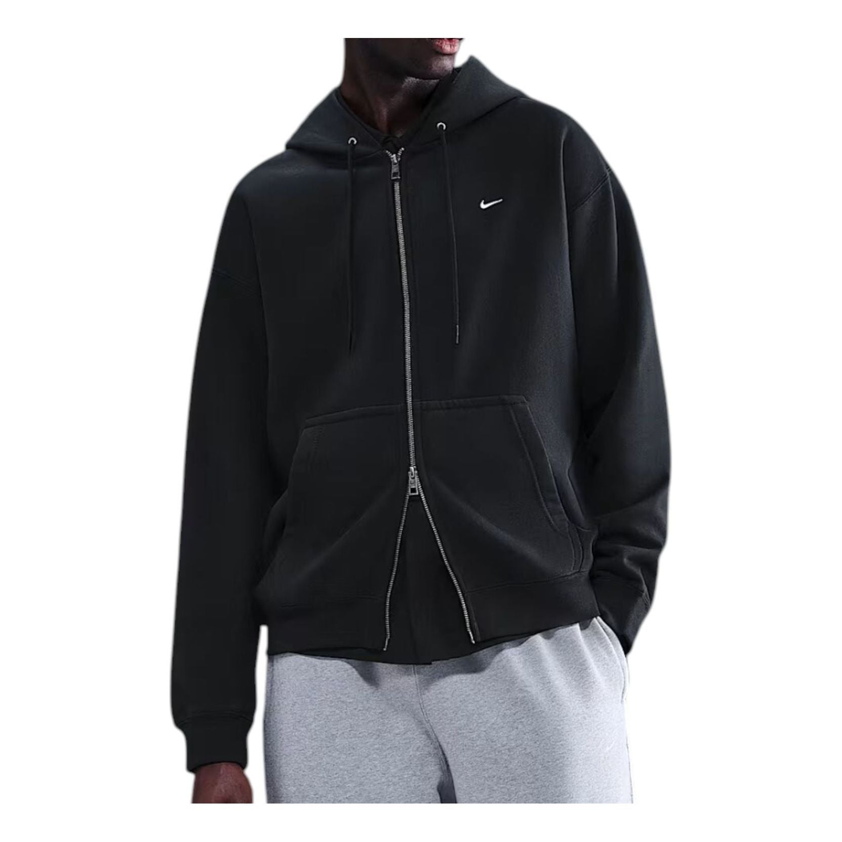 Nike Solo Swoosh Full-Zip Fleece Hoodie 'Black' HV1084-010