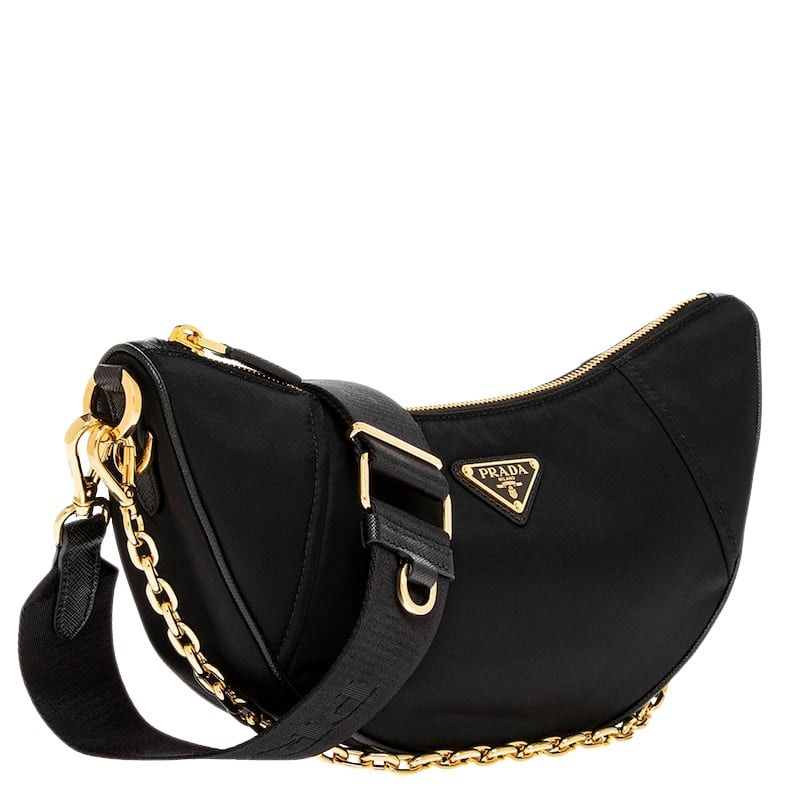 (WMNS) PRADA FW25 Demi-Lune Shoulder Bag 'Black' 1BH222-R064-F0002