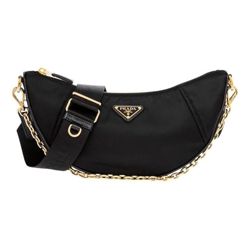 (WMNS) PRADA FW25 Demi-Lune Shoulder Bag 'Black' 1BH222-R064-F0002