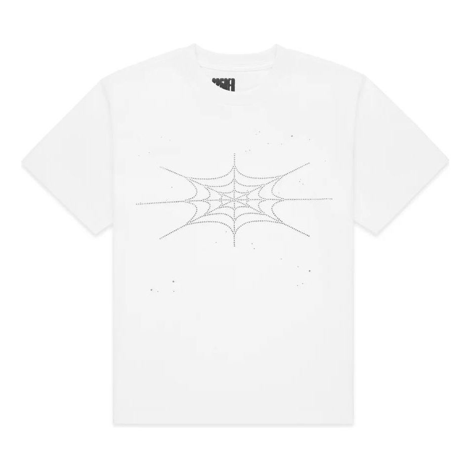 SP5DER Rhinestone Silk T-Shirt 'White' TE040FW25WHT