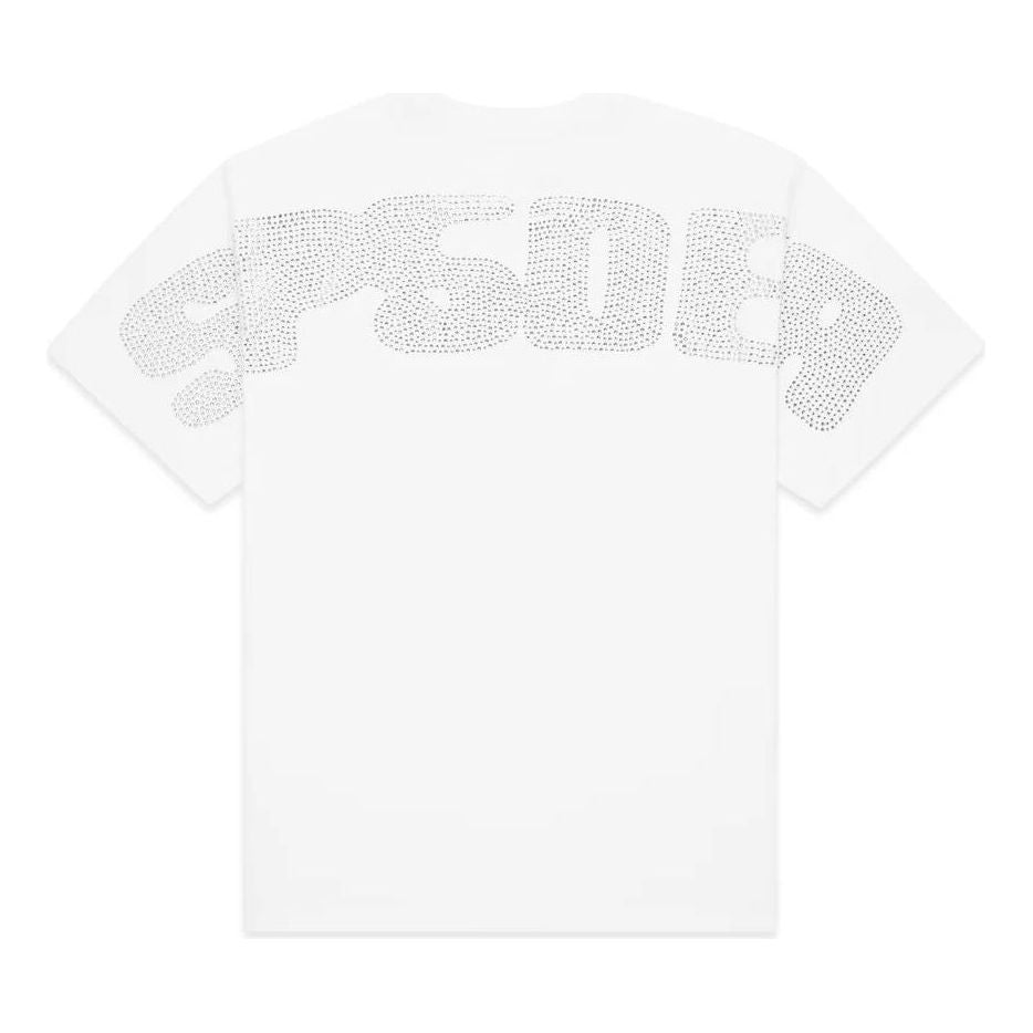 SP5DER Rhinestone Silk T-Shirt 'White' TE040FW25WHT