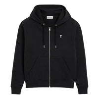 AMI Small Heart Logo Zip Up Hoodie 'Black' HSW765-730-045