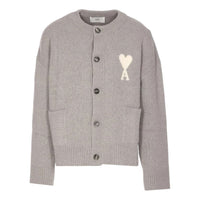 AMI Big Heart Logo Alpaca Cardiga 'Gray' UKC366-KN0135-058