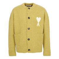 AMI Big Heart Logo Alpaca Cardigan 'Lime Green Off-White' UKC366-KN0135-3993