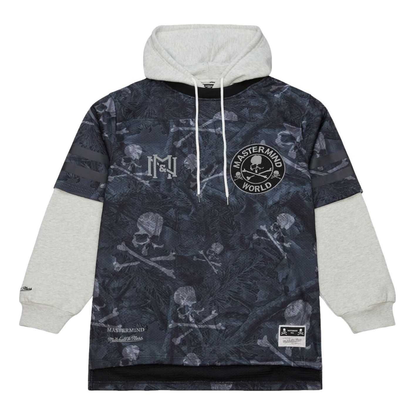 Mitchell & Ness x Mastermind Print Jersey Hoodie 'Charcoal Ash' JY16967-CLBBLCK