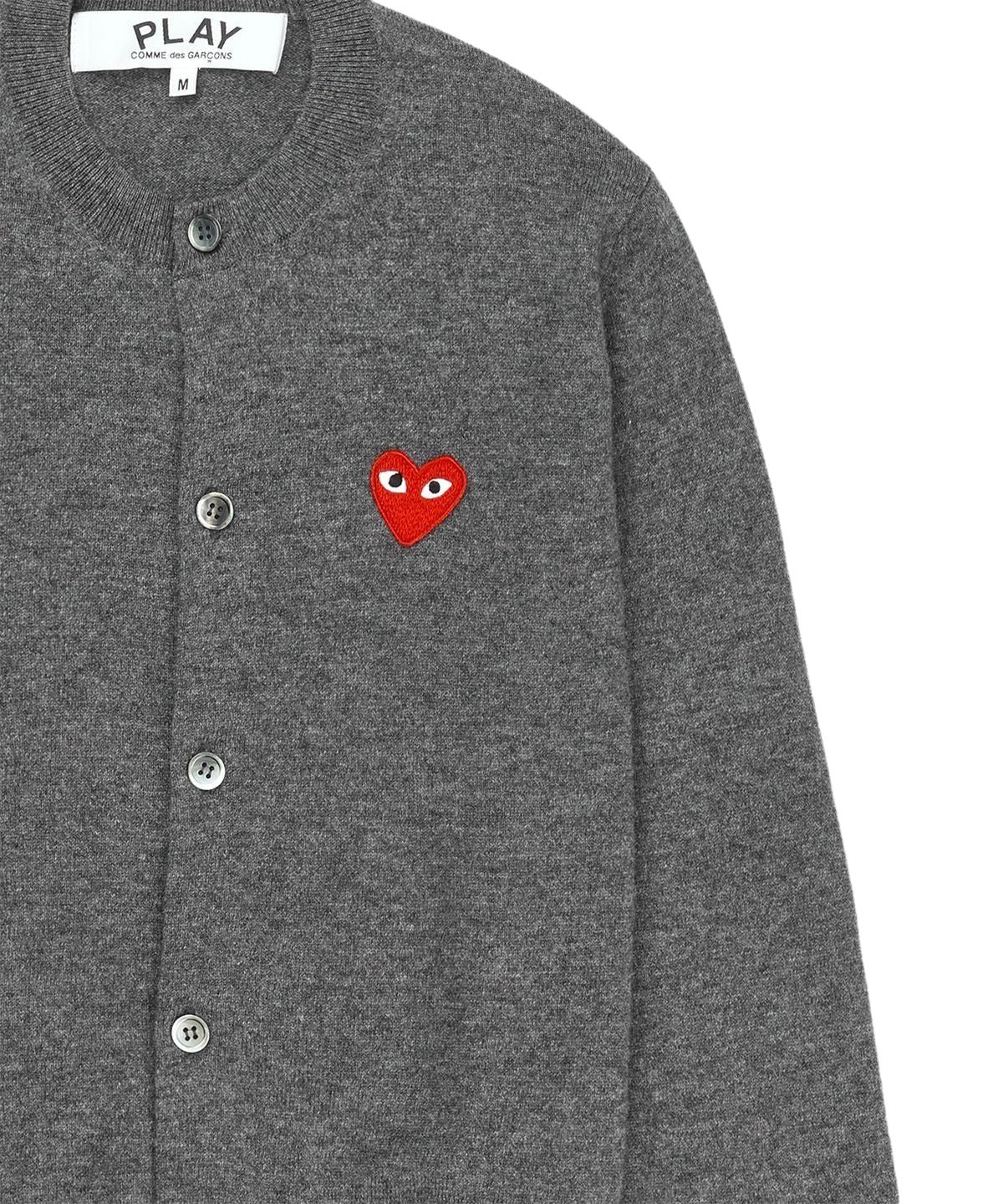 (WMNS) COMME des GARCONS PLAY FW25 Red Heart Emblem Cardigan 'Grey' AX-N007-051-3