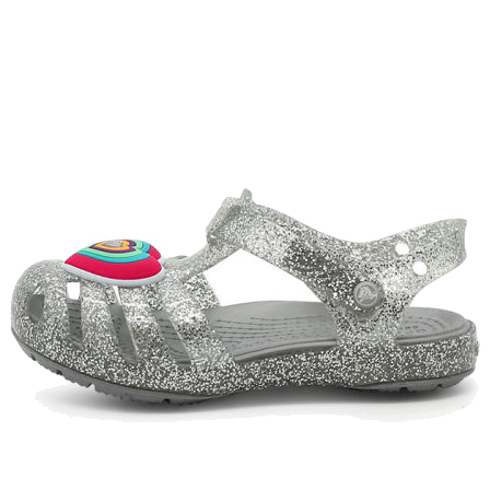 (GS) Crocs Isabella Glitter Flat Sandals 'Grey Silver' 205038-040