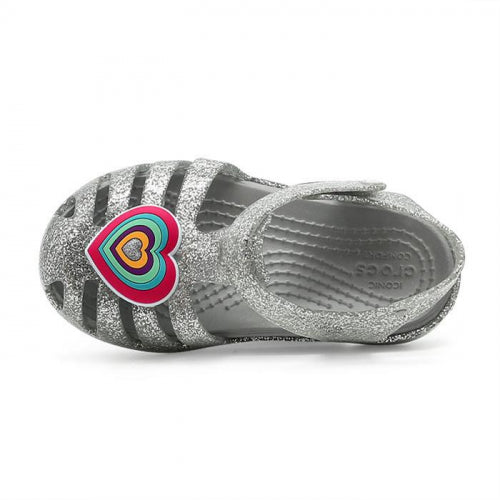 (GS) Crocs Isabella Glitter Flat Sandals 'Grey Silver' 205038-040