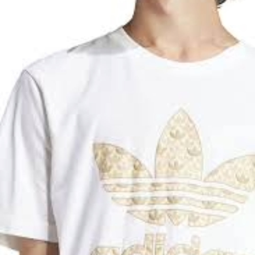 adidas Classic Monogram Graphic T-Shirt Asia Sizing 'White Gold' IS0261