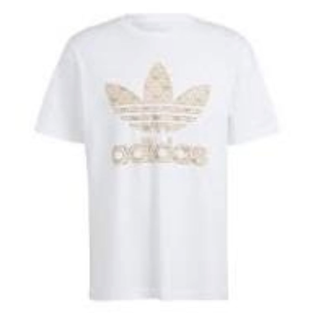 adidas Classic Monogram Graphic T-Shirt Asia Sizing 'White Gold' IS0261