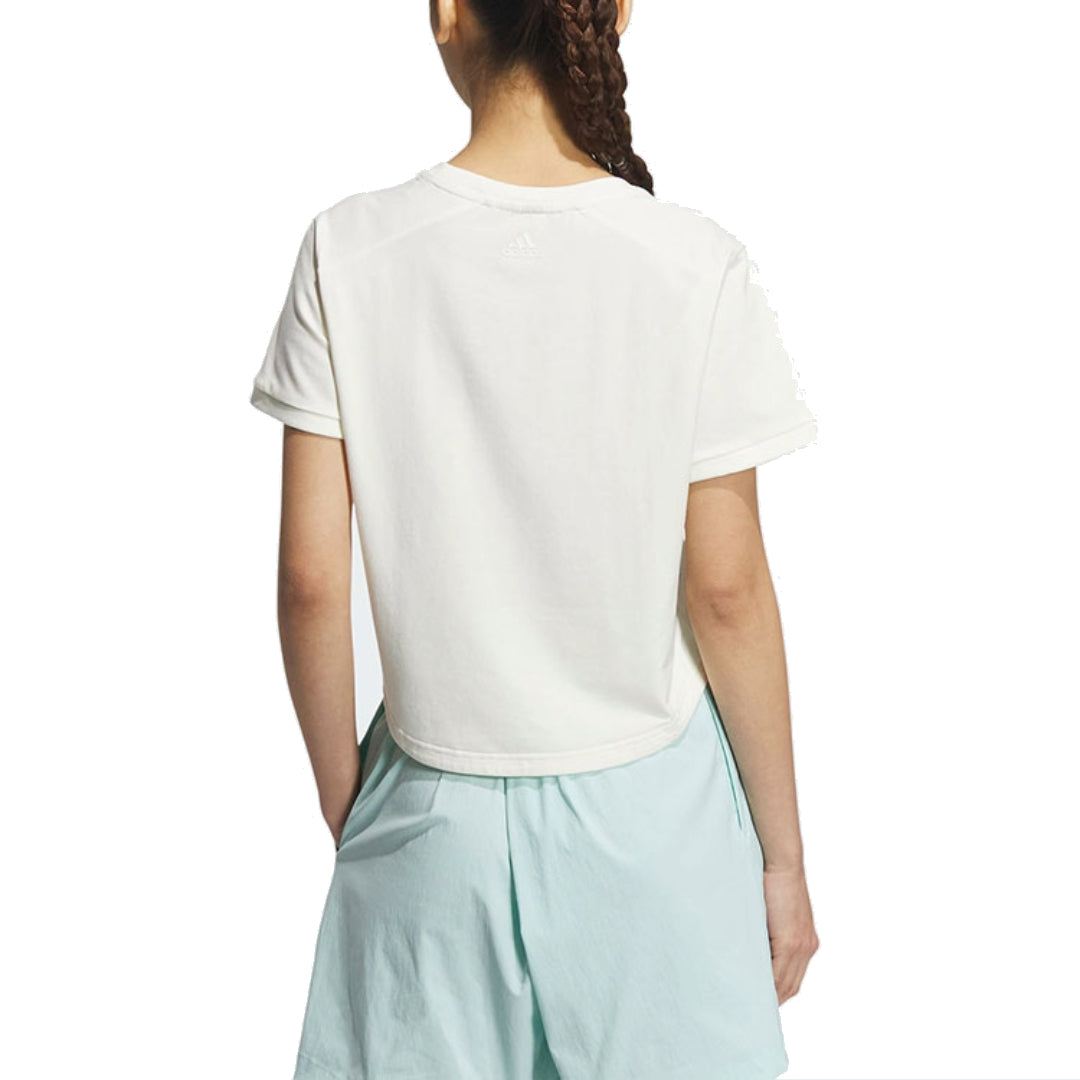 (WMNS) adidas Graphic Crop T-Shirt Asia Sizing 'White Black' JN6663