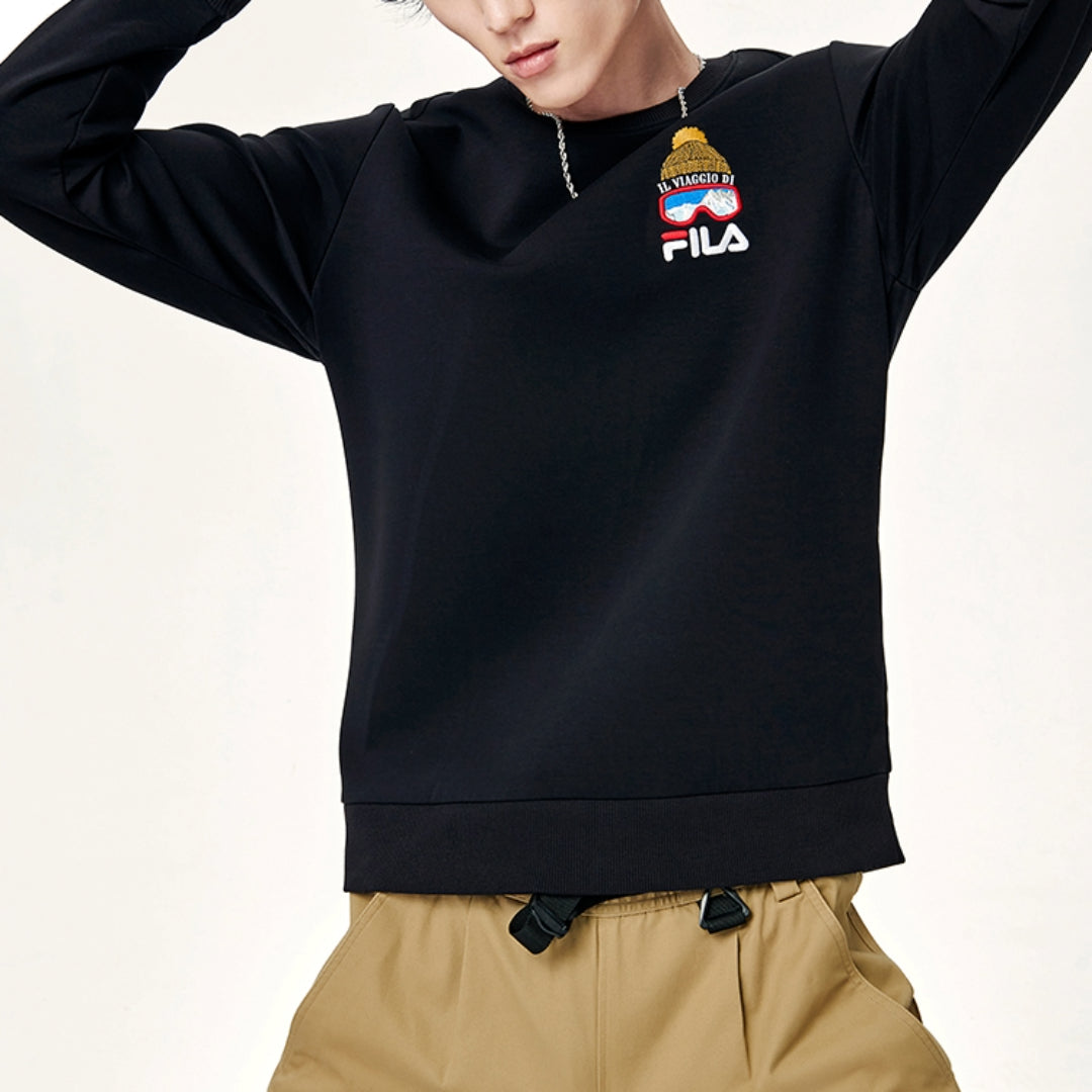 FILA Small Logo Graphic Sweater 'Black' F11M148203F-BK