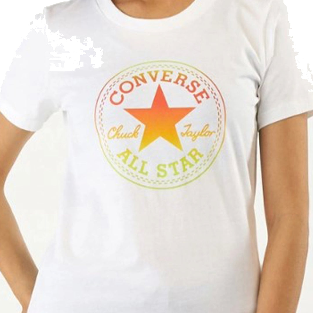 (WMNS) Converse Ombre Chuck Patch Crew T-Shirt Asia Sizing 'White Yellow' 10017088-A01