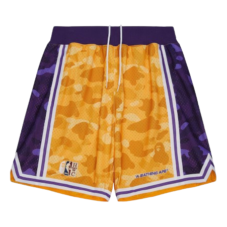 Mitchell & Ness x BAPE Swingman Camo Shorts 'Los Angeles Lakers Gold' 203466559