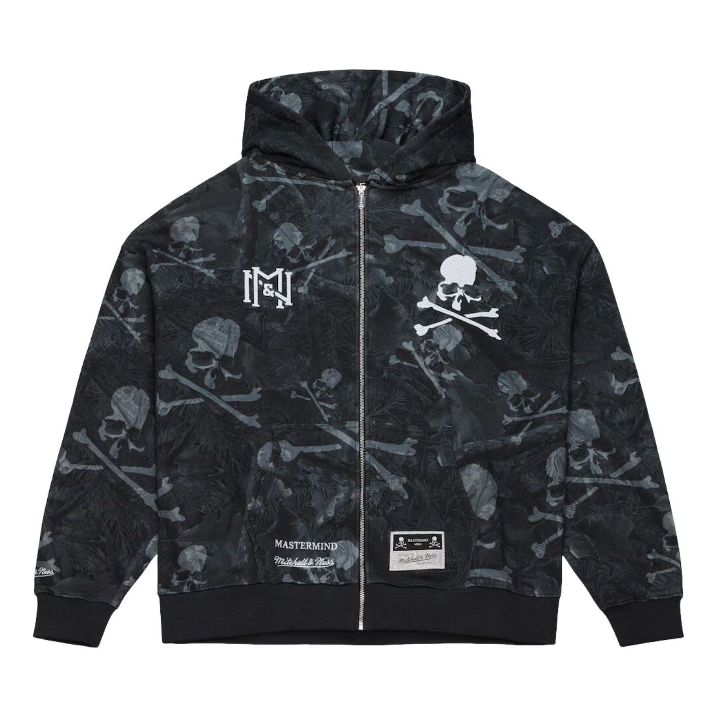 Mitchell & Ness x Mastermind Print Full-Zip Hoodie Jacket 'Charcoal' TH16969-CLBBLCK