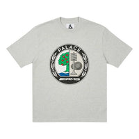 PALACE SS21 x AMG Crossover Emblem T-Shirt Grey Marl Apple Logo Printing Solid Color Short Sleeve Unisex Gray P20AMGTS003