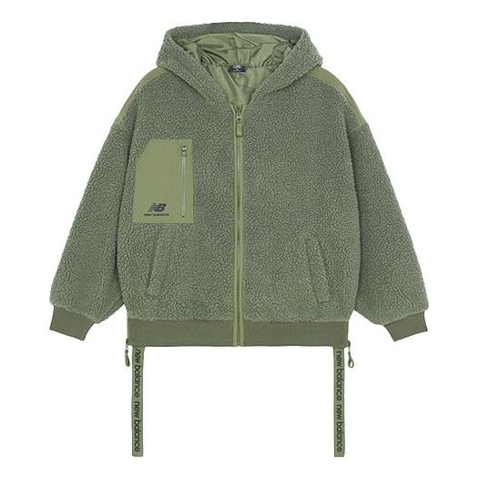 (WMNS) New Balance Casual Sports Hooded Knit Jacket Olive Green AWJ13328-BS5