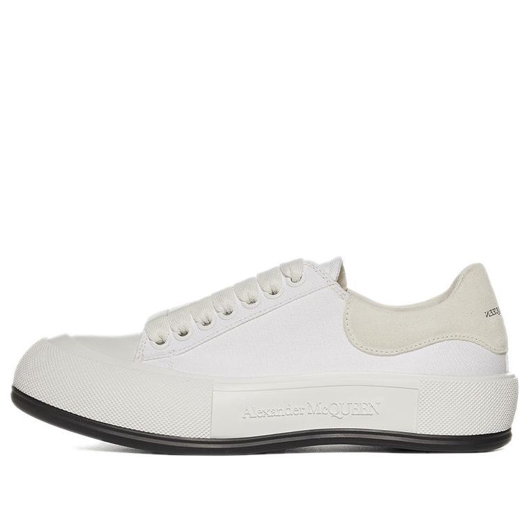 (WMNS) Alexander McQueen Deck Skate Plimsoll Lace Up 'Beige White' 654593W4MV79074
