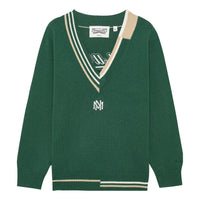 Mitchell & Ness Branded Contrasting V-Neck Sweater 'Green' MNHLAWTOKJ011-GRN