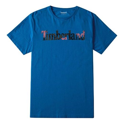 Men's Timberland Round Neck Printing Short Sleeve Blue A1X1GQ65