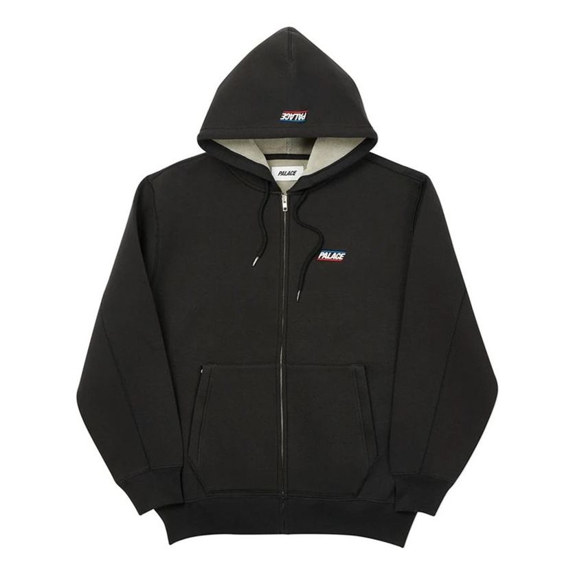 PALACE Drawstring hooded Zipper Jacket Unisex Black P19CS275