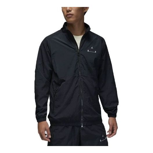 Men's Air Jordan Solid Color Small Logo Pattern Printing Casual Jacket Black DQ8074-010