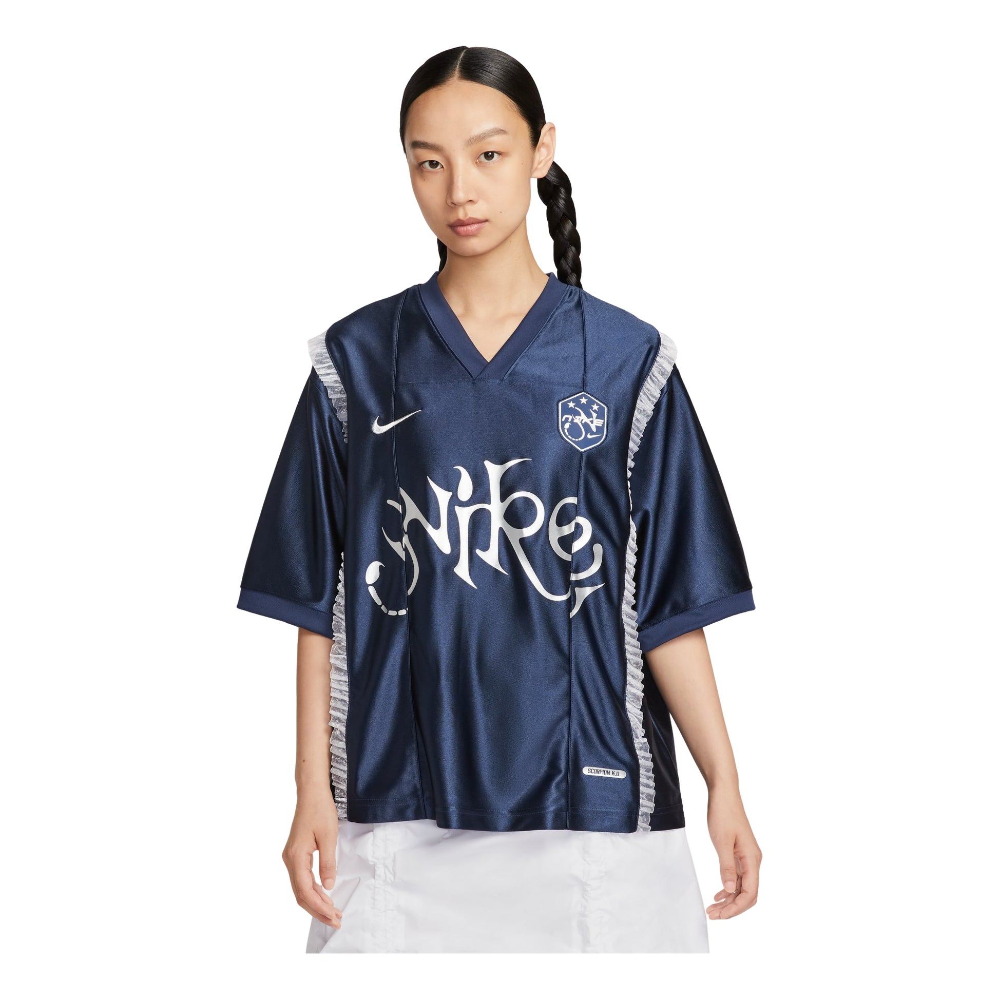 (WMNS) Nike Short Patterned Knit Jersey Relaxed Fit 'Midnight Blue' II1939-410
