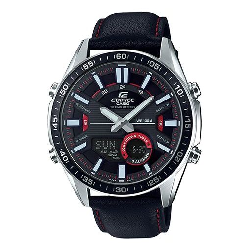 CASIO Analog EDIFICE Mens SilverBlack Analog/Digital Combo EFV-C100L-1A