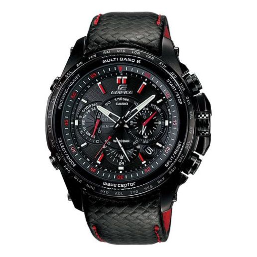 Casio Edifice Analog Leather Strap Watch 'Black Red' EQW-M710L-1A