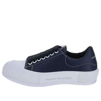 (WMNS) Alexander McQueen Deck Plimsoll Lace-Up Leather Sneakers 'Navy' 667245WIABK4472