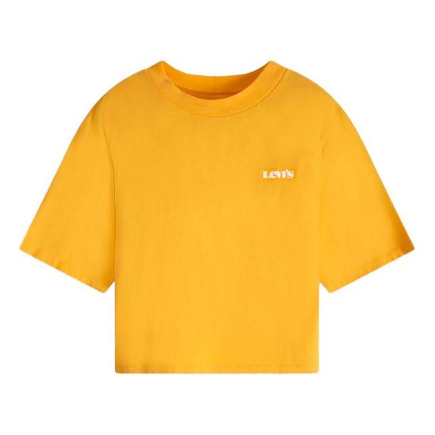 Levis Round Neck Pure Cotton Logo Loose Short Sleeve Yellow T-Shirt 18392-0004