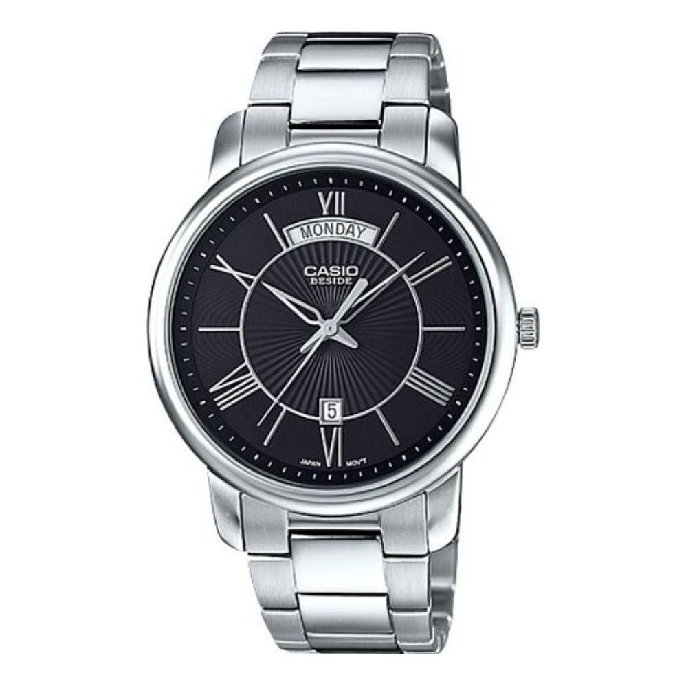 Men's CASIO Minimalistic  quartz Watch Stainless Steel Strap Mens BEM-152D-1A