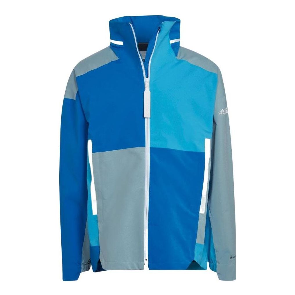 adidas originals Contrast Color Stitching Zipper Hooded Jacket Blue H65694