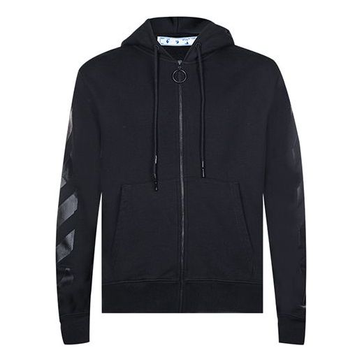 Men's Off-White FW21 Logo Printing Zipper Slim Fit Version Black OMBE001F21FLE0031010