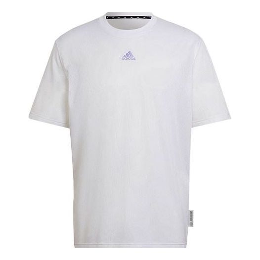 Men's adidas Mesh Breathable Large Logo Round Neck Short Sleeve Japanese Version White T-Shirt HB6556