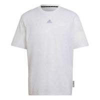 Men's adidas Mesh Breathable Large Logo Round Neck Short Sleeve Japanese Version White T-Shirt HB6556