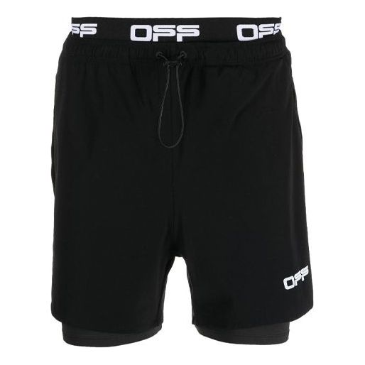 Men's Off-White SS21 Loose Alphabet Waist Cycling Shorts Black OMVH009V21FAB0011001