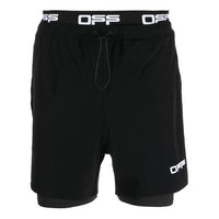 Men's Off-White SS21 Loose Alphabet Waist Cycling Shorts Black OMVH009V21FAB0011001