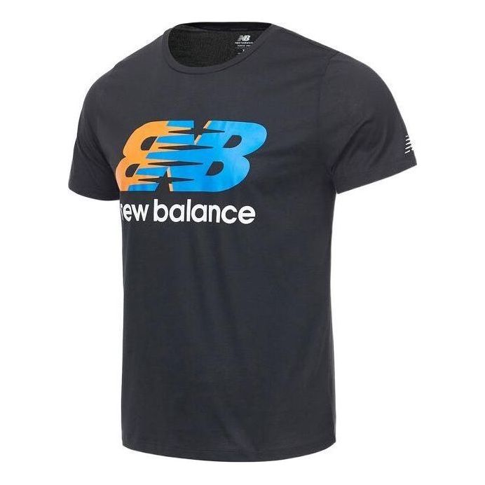 New Balance Graphic Heathertech T-Shirt Asia Sizing 'Black Blue' AMT11071-BM