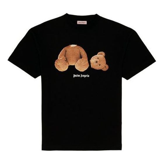 Men's PALM ANGELS Black Bear S/S Chest Logo Short Sleeve PMAA001S20FAB0011084