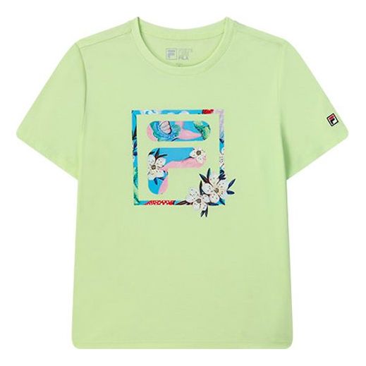 (WMNS) FILA Pure Cotton Round Neck Sports Short Sleeve Fluorescence Green F11W128101F-YE