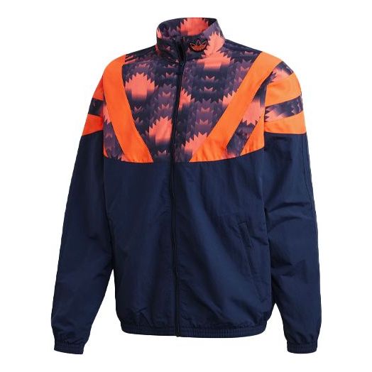adidas originals Colorblock Pattern Printing Loose Zipper Jacket Navy Blue FM3415