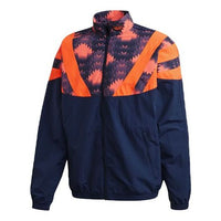 adidas originals Colorblock Pattern Printing Loose Zipper Jacket Navy Blue FM3415
