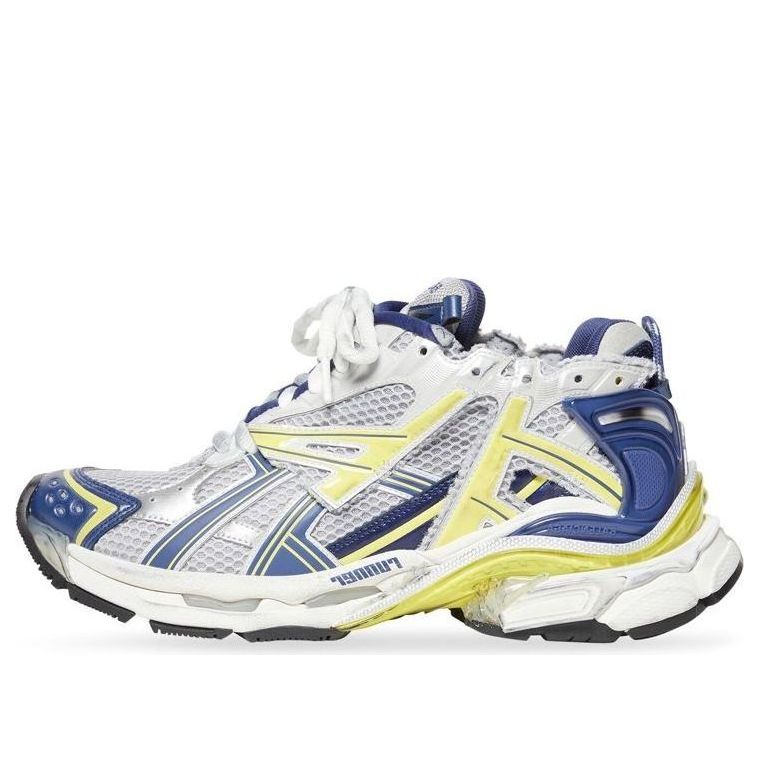 Balenciaga Runner Sneakers 'White Blue Yellow Mesh and Nylon' 677403W3RB59174