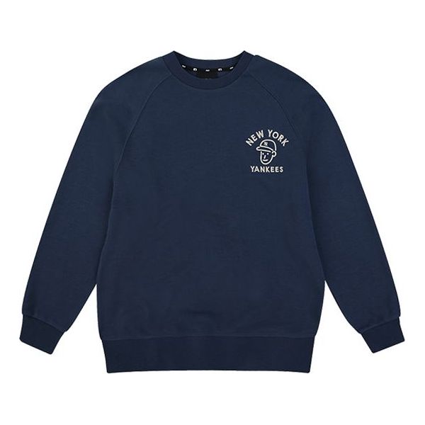 Men's MLB Loose Athleisure Casual Sports Round Neck Long Sleeves Unisex Navy Blue 31MTC3011-50N