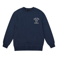Men's MLB Loose Athleisure Casual Sports Round Neck Long Sleeves Unisex Navy Blue 31MTC3011-50N