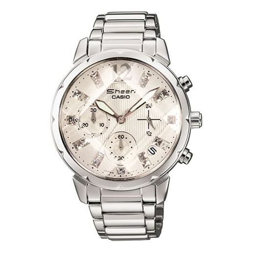 CASIO Waterproof SHEEN Stainless Steel Strap White Analog SHN-5010D-7A